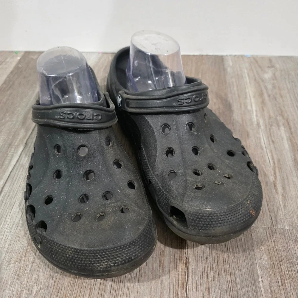 Crocs Mens Baya Clog Size 12 Black Lightweight Breathable Slip On Shoes